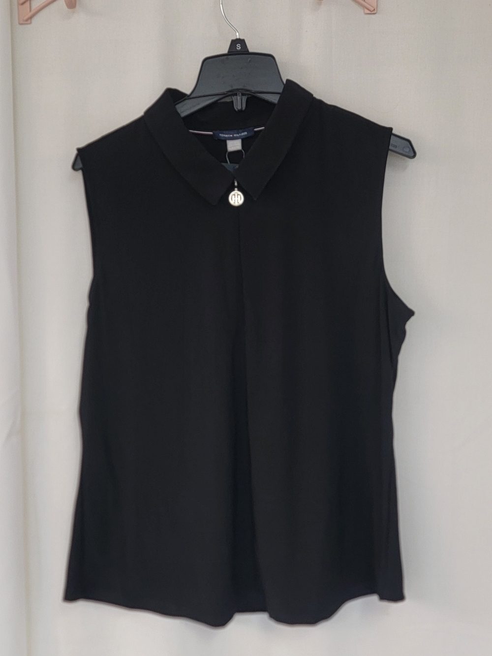 Tommy Hilfiger Black Sleeveless Collared Blouse